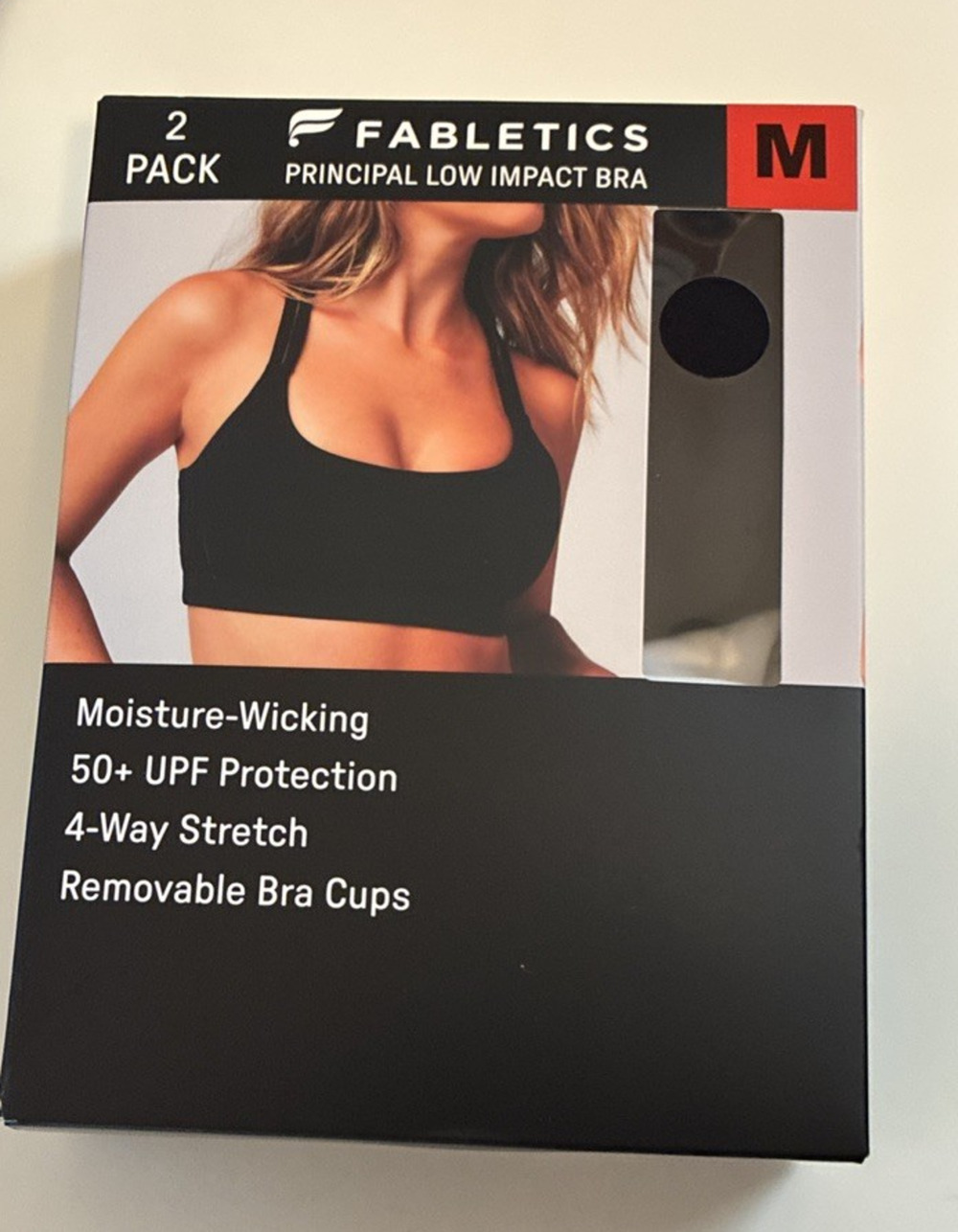Fabletics Principal Low Impact Bra 2 Pack Black White Size Medium - NEW